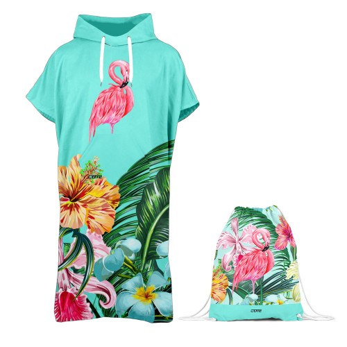 FLAMINGI ponczo damskie front + worek