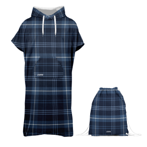 Zestaw ponczo do morsowania męskie TARTAN BLUE